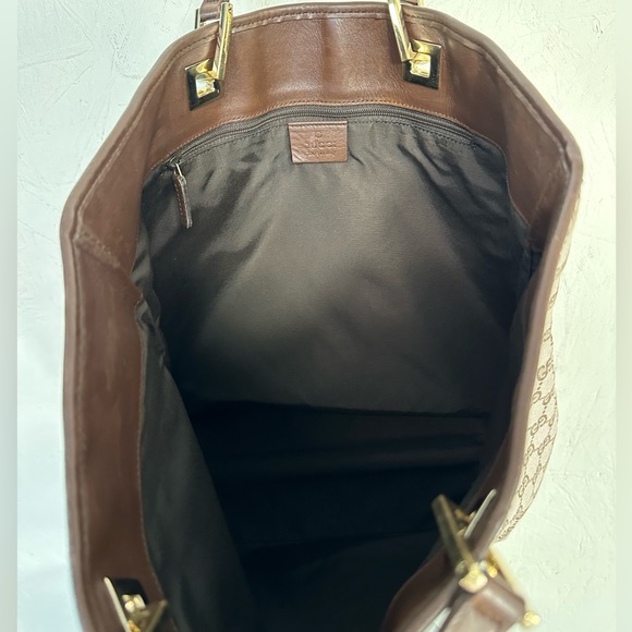 GUCCI GG canvas tote leather EXC COND signature print classic luxury bag - Picture 7 of 10